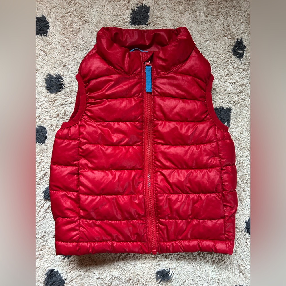 Primary Red Quilted Vest with Water-Resistant Finish